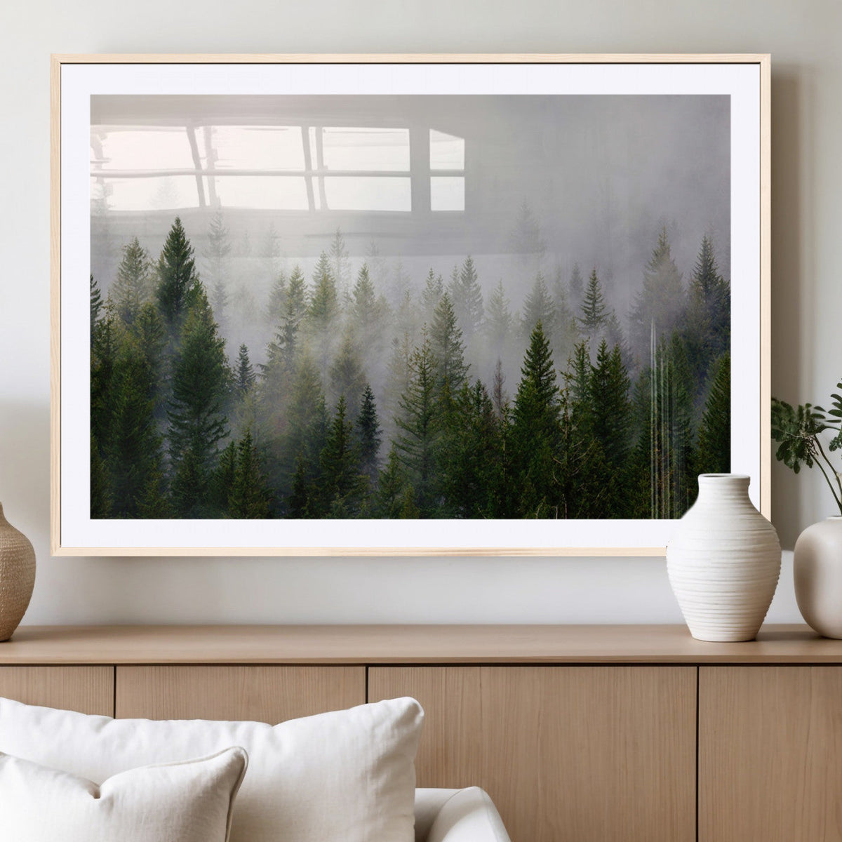 Forest Wall Art Canvas Print | Foggy Forest Wall Art | Pine Wood Forest Print
