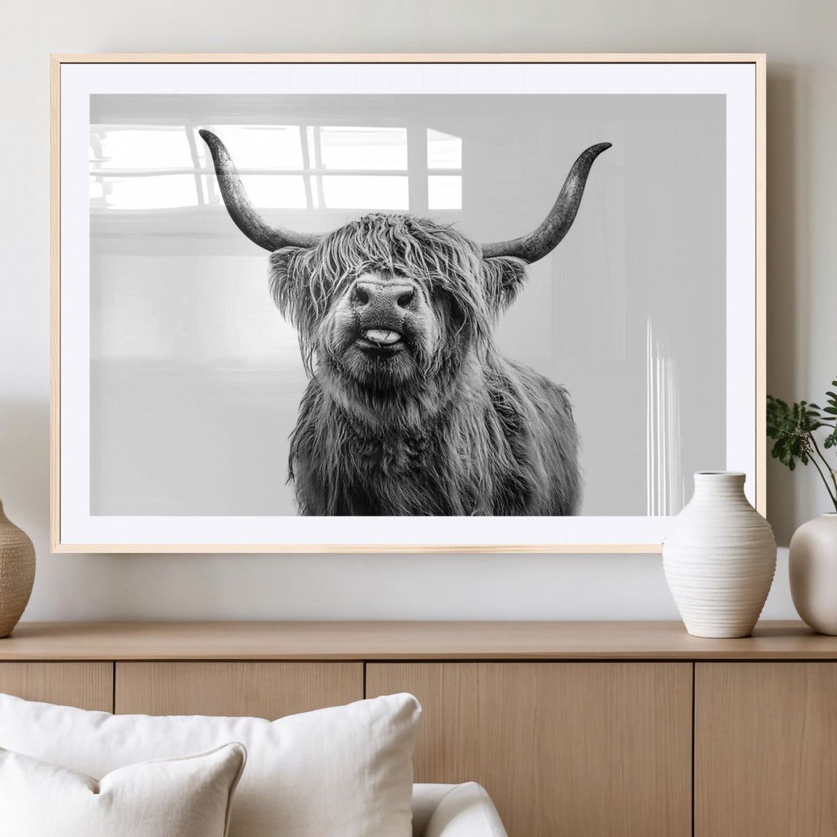 Fanny Scottish Highland Cow Cattle Art Print Farmhouse Wall Art Canvas Print