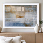 Blue Multi Panel Abstract Wall Art Canvas, Abstract Blue and Gold Canvas Print