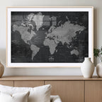 World Map Canvas Print, Detailed Map of the World Wall Art for Home or Office