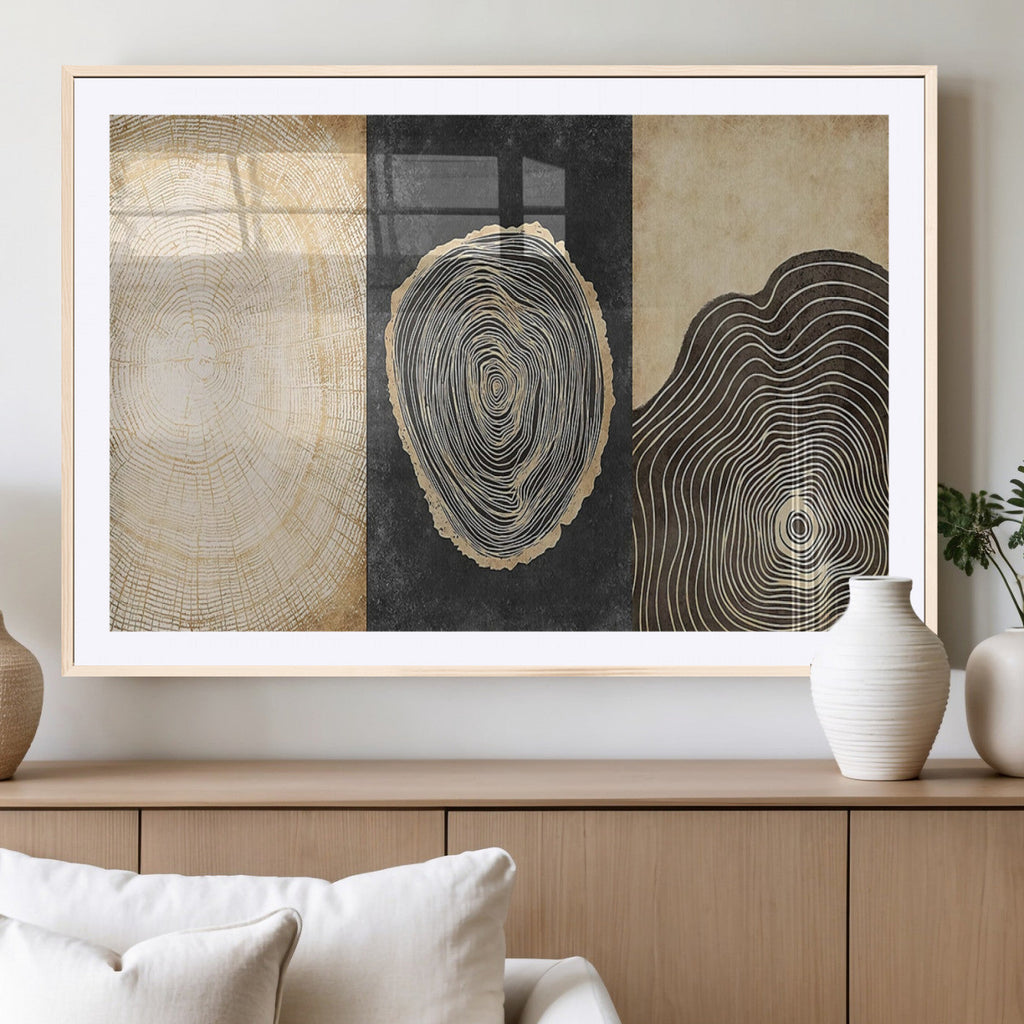 Tree Rings Canvas Wall Art Print, Minimalist Natural History in Modern Decor