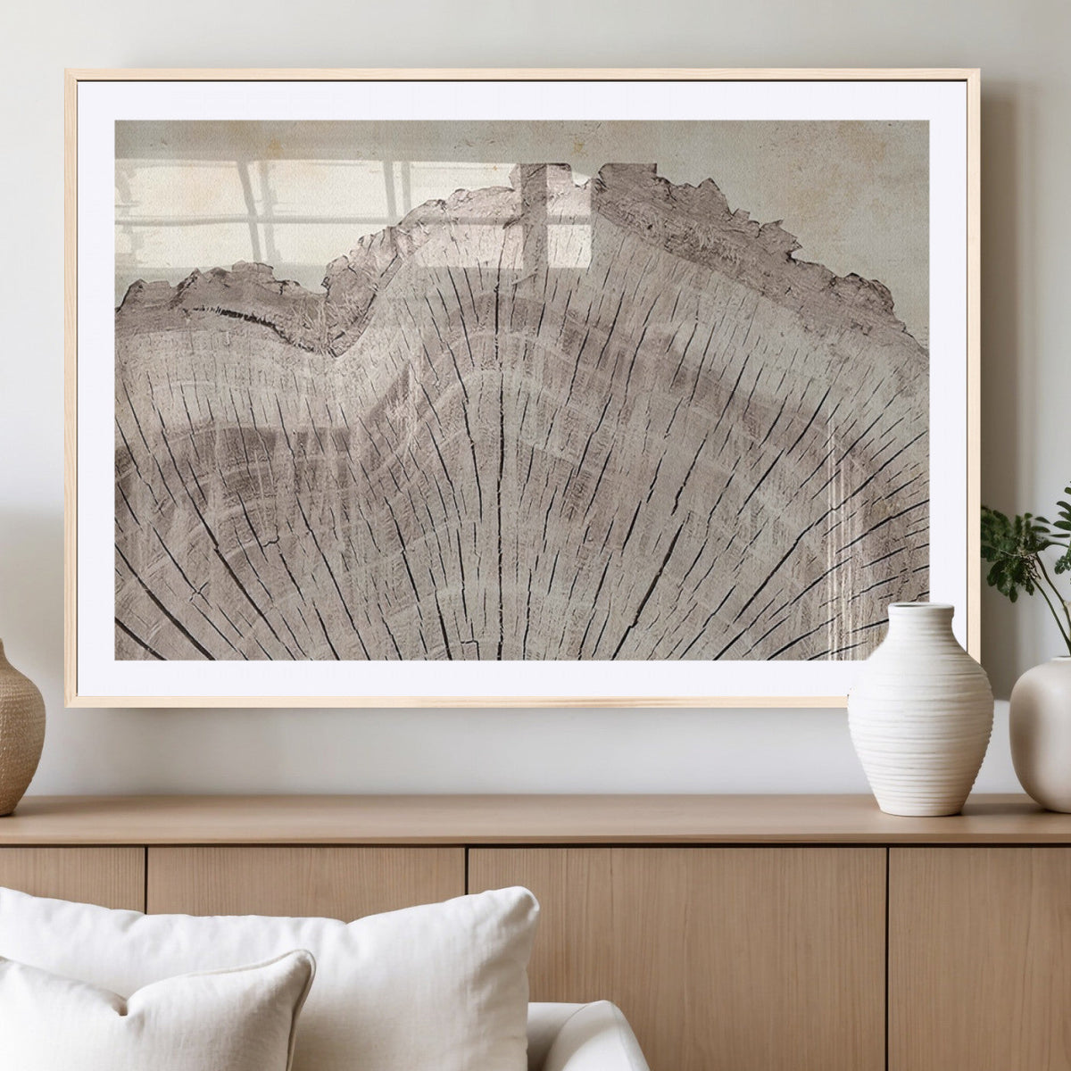 Tree Ring Wall Art Triptych, Rustic Wood Ring Canvas Print