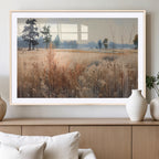 Golden Fields Canvas Wall Art Print | Serene Minimalist Landscape for Modern Decor