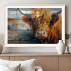 Highland Cow Abstract Canvas Wall Art, Bold Farmhouse Decor