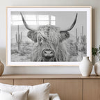 Rustic Charm, Cow Longhorn Black White Bighorn Wall Art