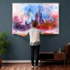 Disney Wall Art: Dreamy Watercolor Cinderella Castle Canvas Print