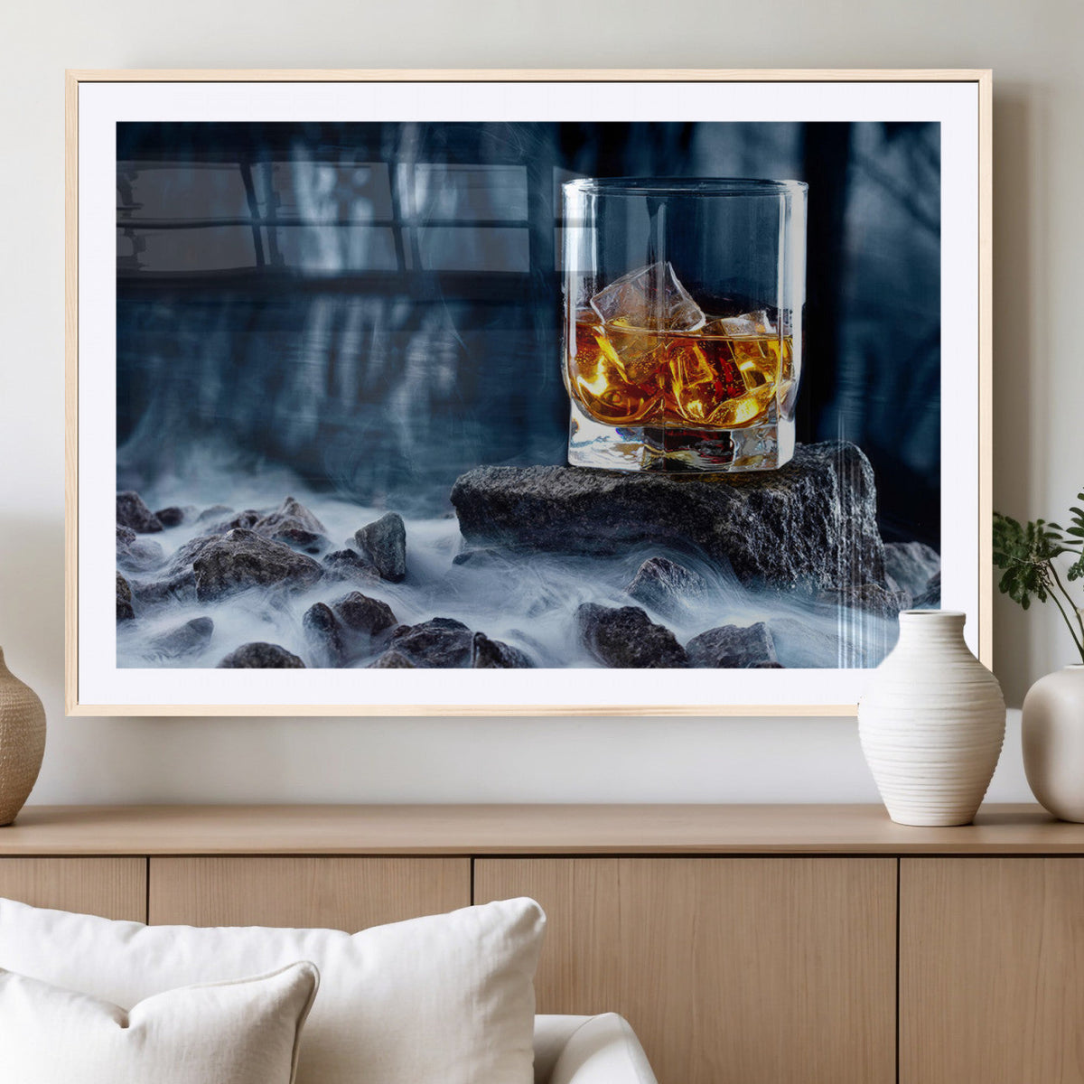 Whiskey Ice Wall Art Canvas Print