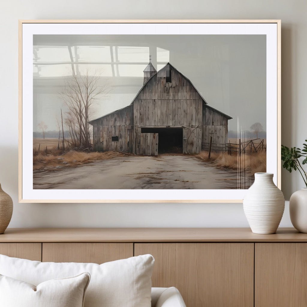Farmhouse Rustic Barn Wall Art Canvas Print, Framed and Ready to Hang