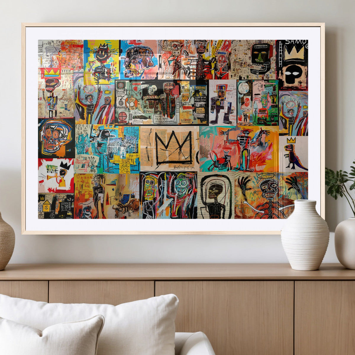 Abstract Art Collage Wall Art Canvas Print, Urban Graffiti Style