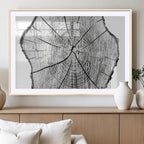 Rustic Tree Ring Wall Art Canvas Print, Framed and Ready to Hang