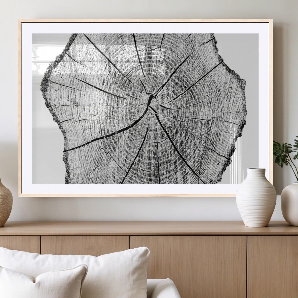 Rustic Tree Ring Wall Art Canvas Print, Framed and Ready to Hang
