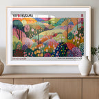 Framed Yayoi Kusama 1986 Wall Art Print | Japanese Wabi Sabi Vibrant Abstract Landscape Canvas