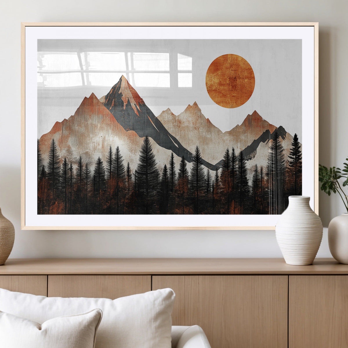 Modern Abstract Mountain Canvas Wall Art Print