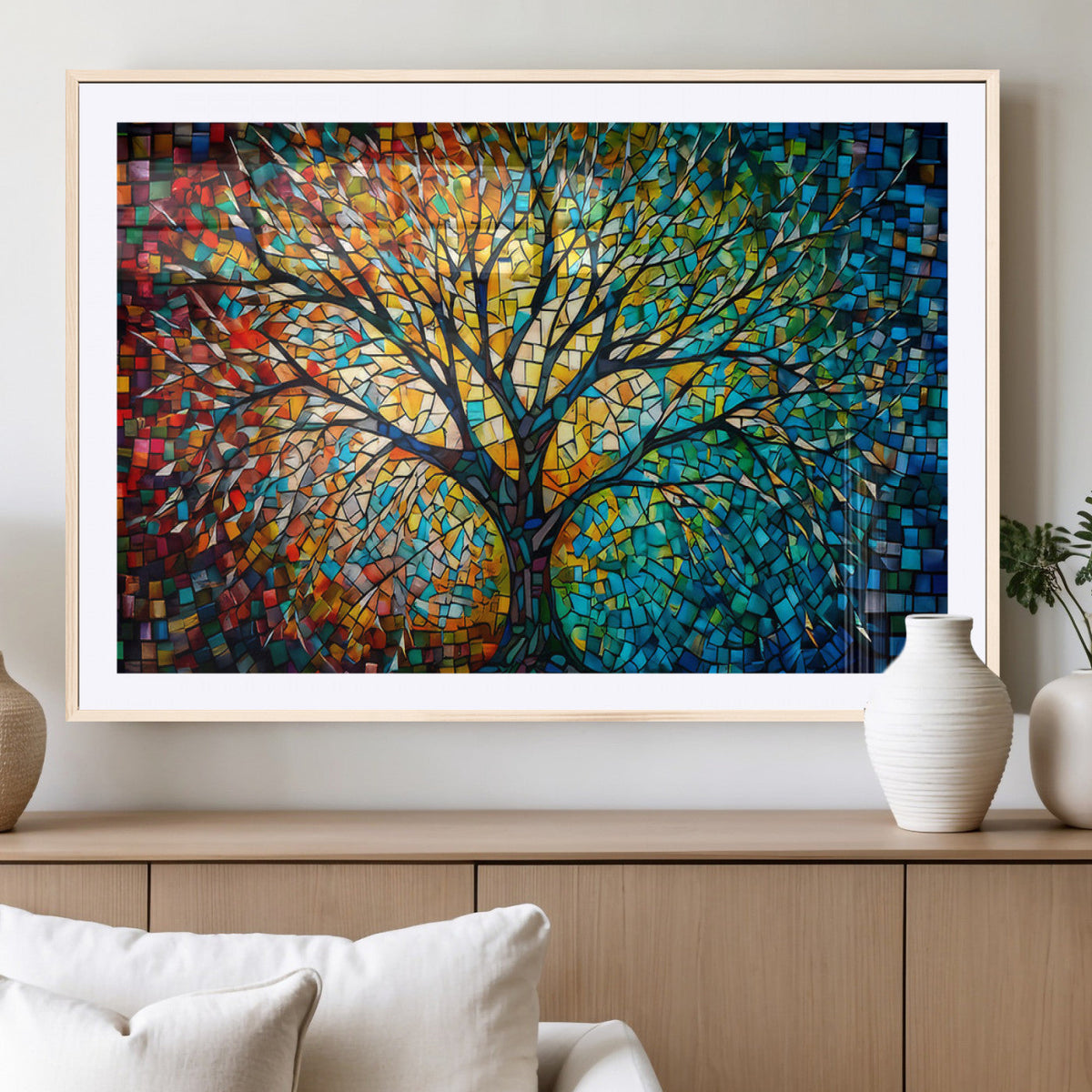 Yggdrasil Tree of Life Wall Art Print | Mosaic Style Canvas Wall Art