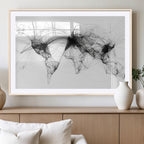 Abstract World Map Wall Art | Framed Geometric Line Canvas