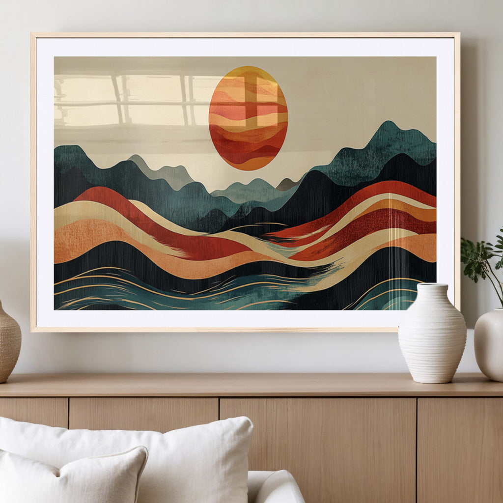 Mountain Triptych Wall Art Canvas Print | Western Boho Pine Tree Nature Print