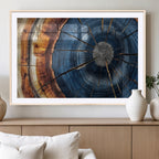 Framed Abstract Tree Ring Wall Art Print, Natural Rustic Wood Grain Canvas Print