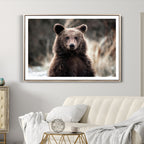 Brown Bear Wall Art Canvas Print, Framed Majestic Woodland Wildlife Cabin Art