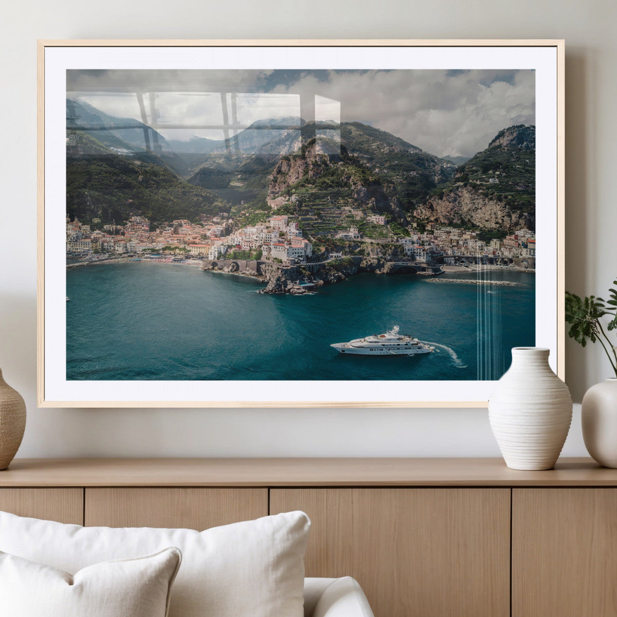 Amalfi Coast Wall Art | Framed Italian Seaside Canvas