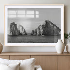 Coastal Wall Art | Framed Black White Ocean Canvas Artwork