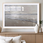 Ocean Waves Wall Art Canvas Print, Framed Coastal Shoreline Sea Foam Artwork