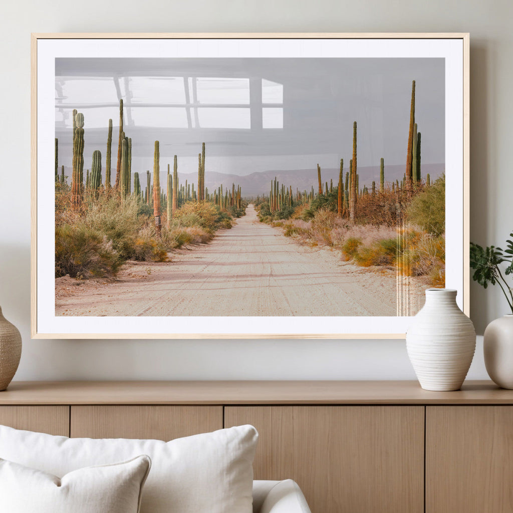 Desert Cactus Wall Art | Framed Southwestern Canvas Artwork
