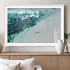 Minimal Beach Wall Art Canvas Print, Framed Ocean Swimming Art, Clear Ocean Decor