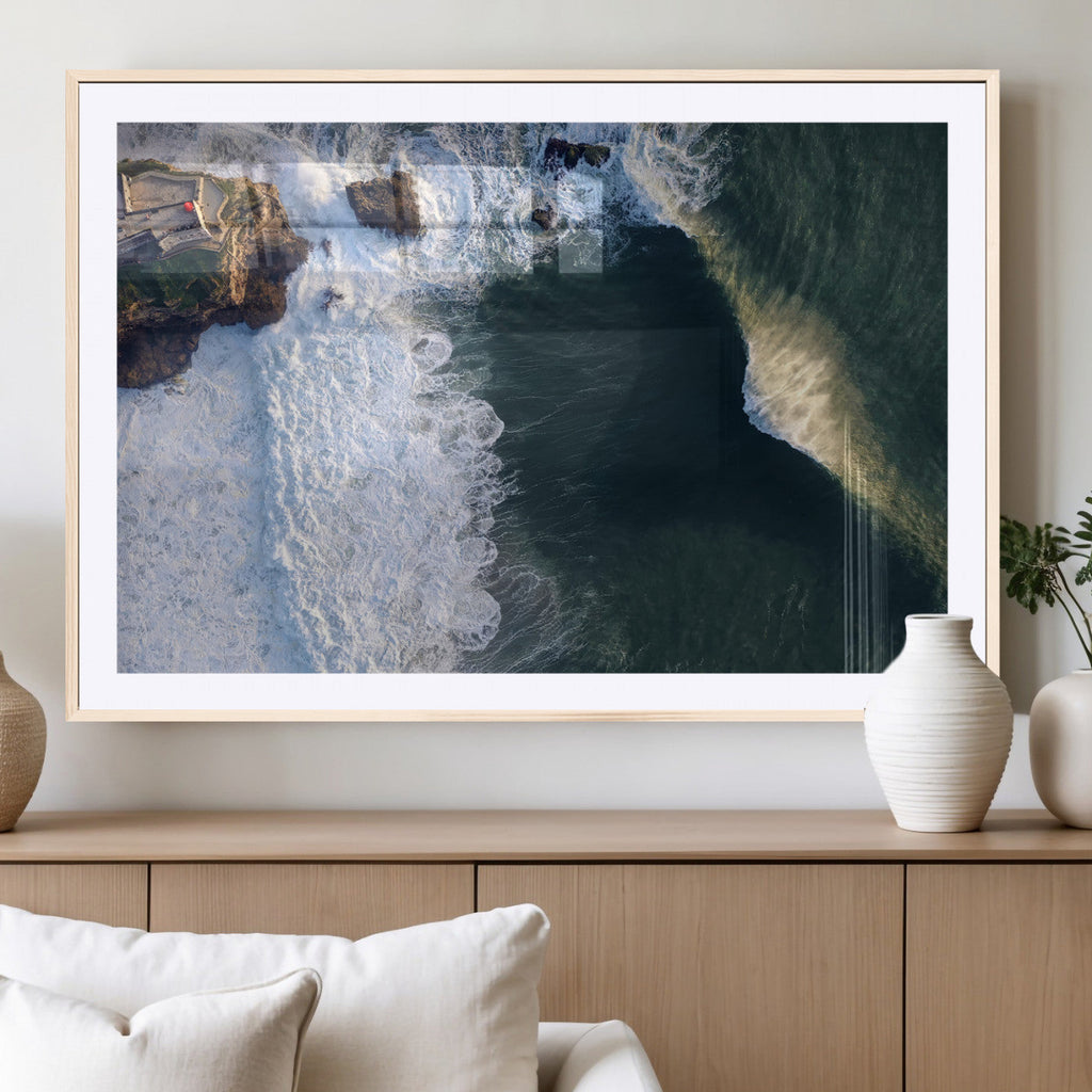Ocean Wave Wall Art | Aerial Coastal View Canvas Artwork