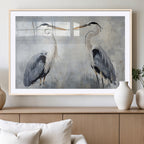 Heron Wall Art Canvas Print, Framed Bird Canvas Decor, Nature Inspired Coastal Art