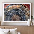 Tree Rings Wall Art Canvas Print, Framed Petrified Wood Modern Rustic
