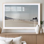 Minimalist Beach Wall Art Canvas Print, Framed Coastal Serenity Soft Sand