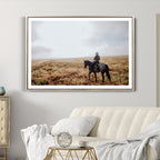 Cowboy Wall Art Canvas Print, Framed Western Rustic Ranch Scene