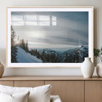 Snowy Mountains Wall Art Canvas Print, Framed Alpine Landscape Frosty Peaks Artwork