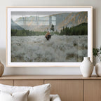 Wild Bison Wall Art Canvas Print, Majestic Mountain Pines and Misty Wilderness
