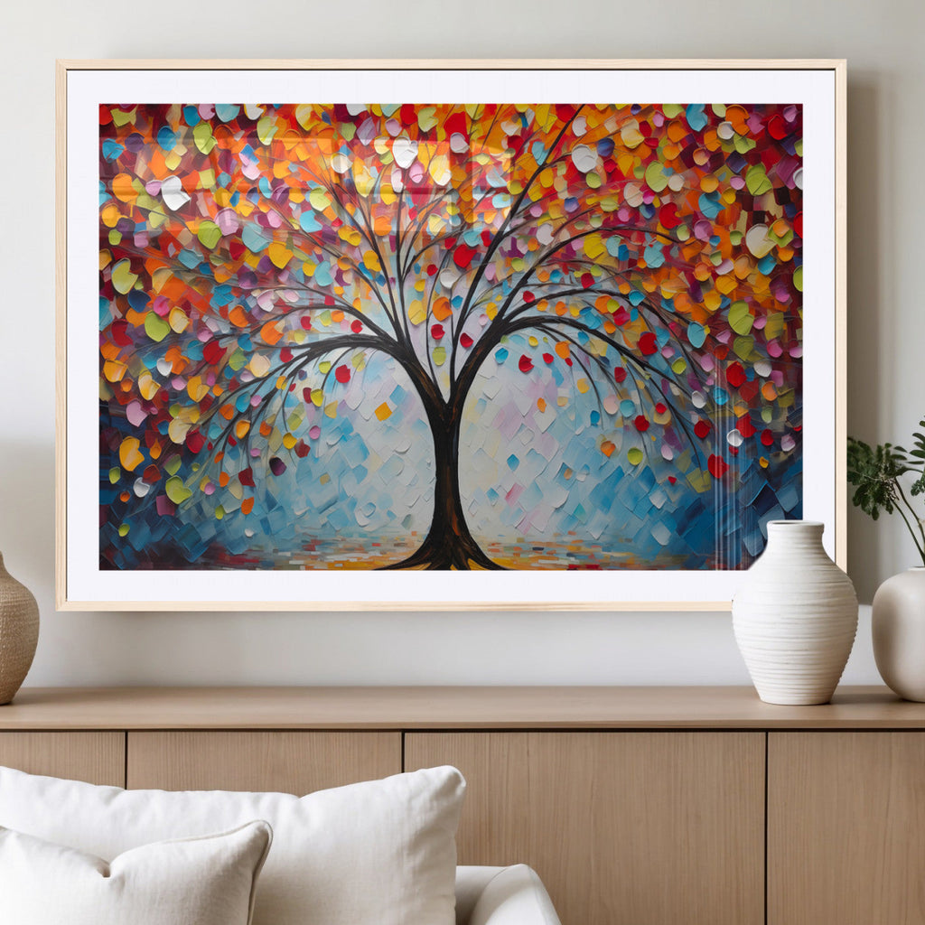 Vibrant Tree of Life Canvas Wall Art | Colorful Abstract Nature