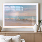 Serene Ocean Waves Wall Art Canvas Print, Pastel Sky Over a Soft Sand Beach
