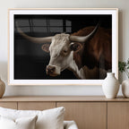 Texas Longhorn Bull Canvas Wall Art, Rustic Western Farmhouse Decor