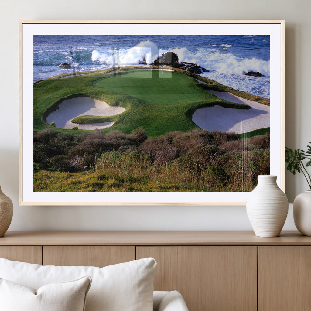 California Pebble Beach Golf Links Wall Art Canvas Print, Iconic Monterey Coastal Golf Course