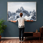 Snowy Mountain Range Canvas Print, Alpine Peaks Landscape Wall Art