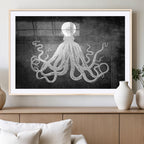 Black White Octopus Wall Art Canvas Print