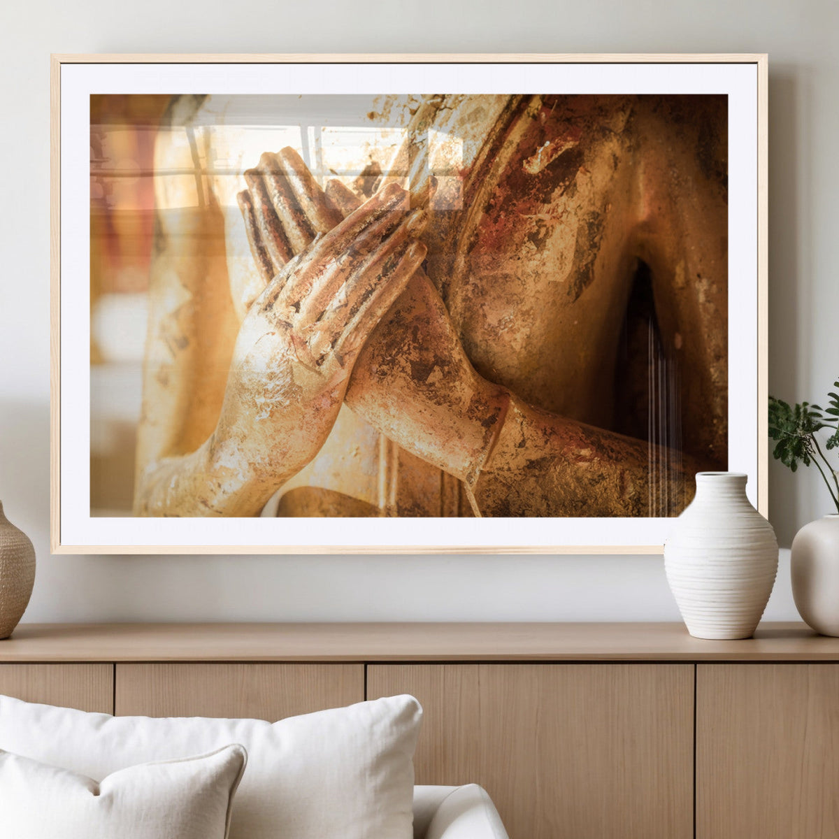 Buddha Statue Hands Wall Art Canvas Print