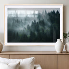Misty Forest Wall Art | Serene Green Landscape Canvas Print