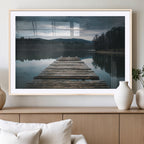 Wooden Bridge Near Lake Wall Art Canvas Print