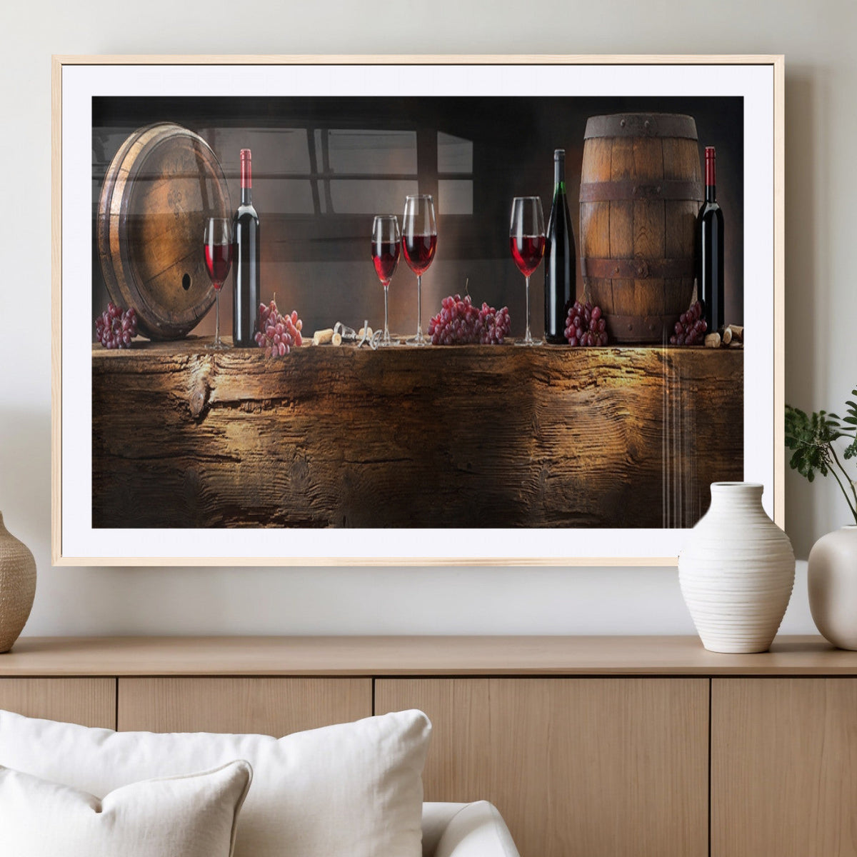 Wine and Barrels Wall Art Canvas Print