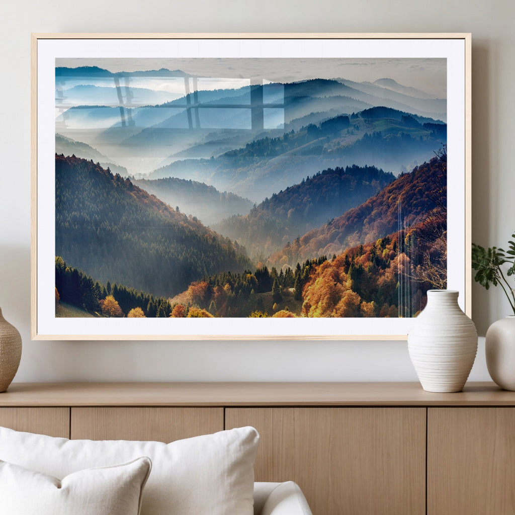 Mountains Forest Autumn Wall Art Canvas Print