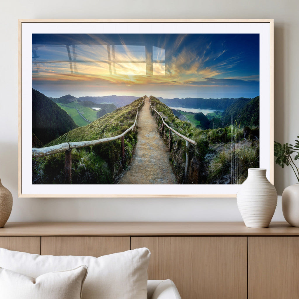 Mountain and Sunset Wall Art Canvas Print