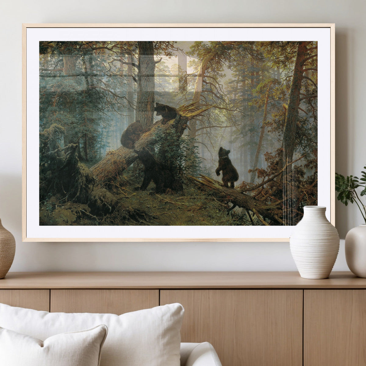 Baby Bears in Forest Wall Art Canvas Print