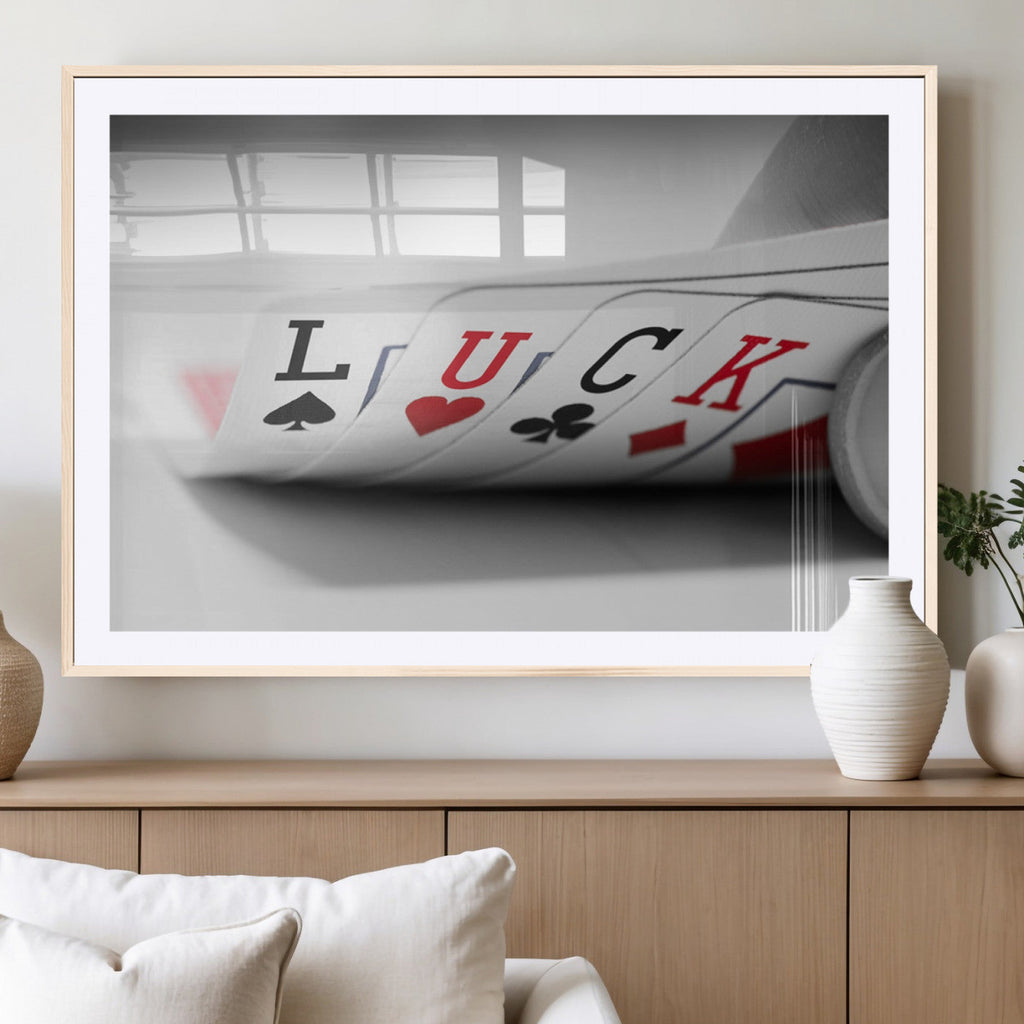 Framed Lucky Poker Cards Canvas | Modern Triptych Wall Art for Game Rooms