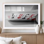 Framed Lucky Poker Cards Canvas | Modern Triptych Wall Art for Game Rooms