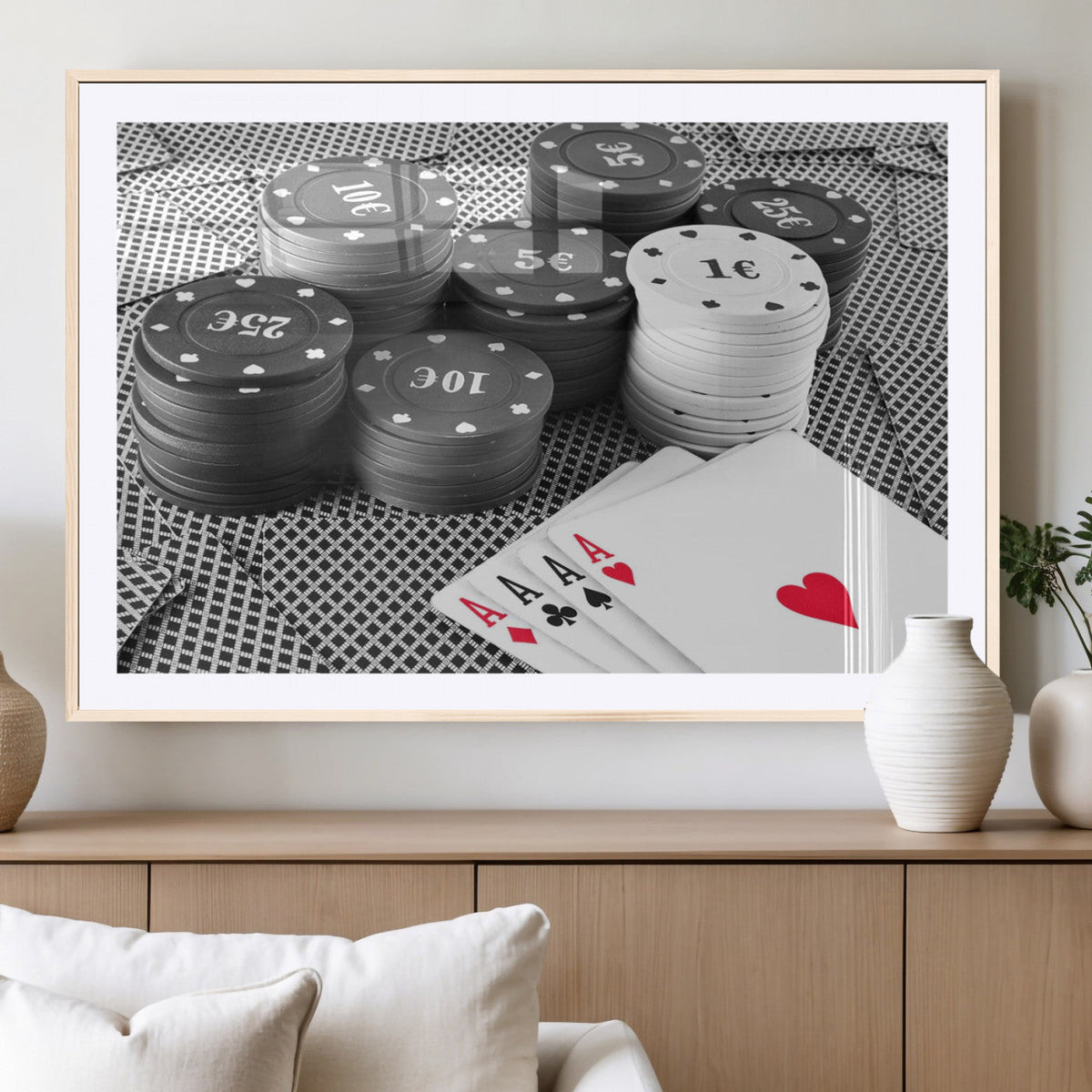 Poker Game Cards Wall Art Canvas, Multi Panel Wall Art